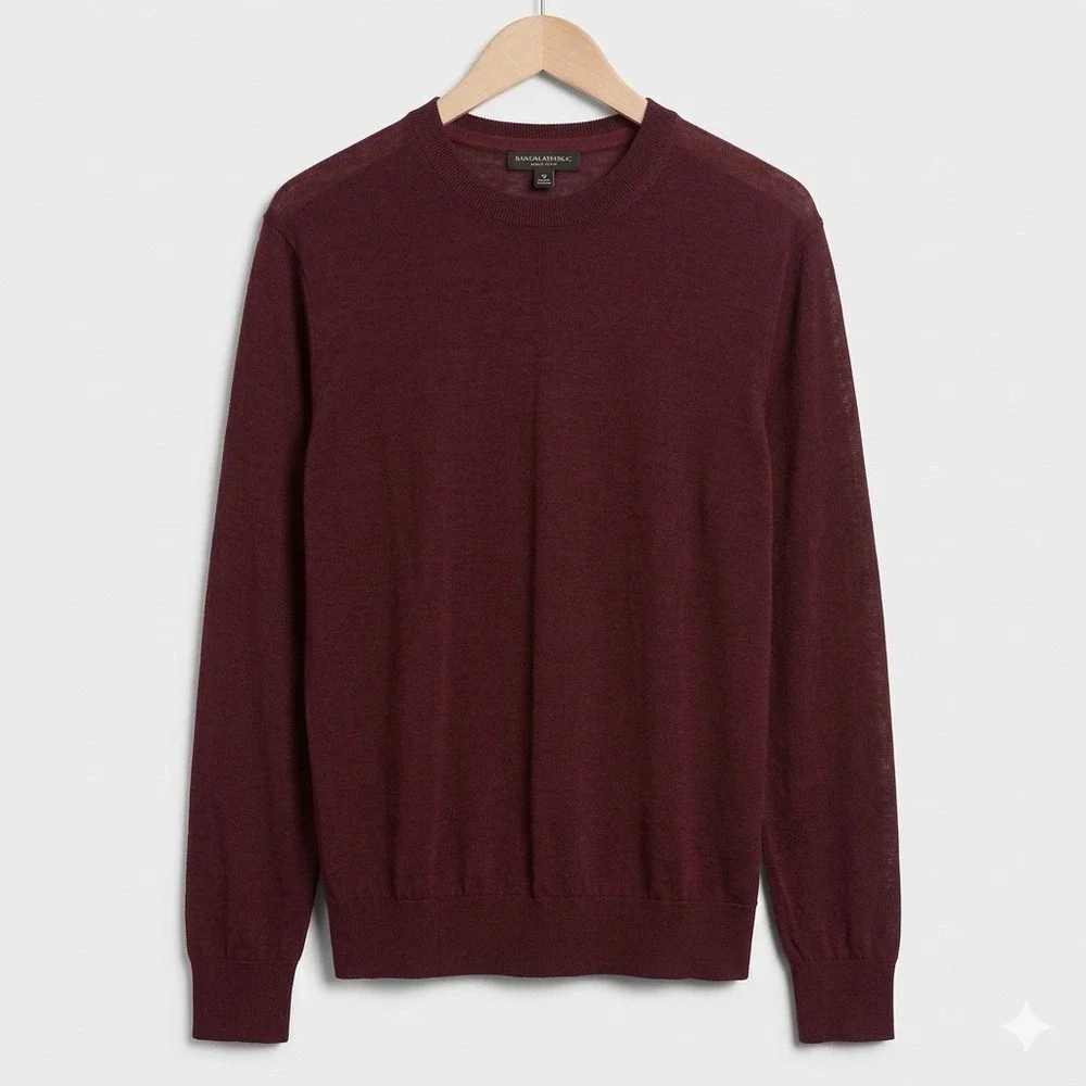 Banana Republic 100% Merino Wool Crewneck Sweater Men's M Burgundy